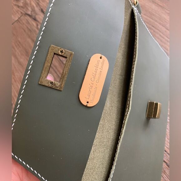 Hand Stitched Genuine Cowhide Leather Clutch/Wristlet/Crossbody & 2 Straps - Picture 12 of 13